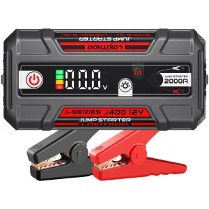 LOKITHOR J400 Jump Starter with ConnectMax Tech, 2000A 12V Battery Jumper Starter Portable, Lithium Jump Box and Jump Pack for Up to 8.0-Liter Gas and 6.0-Liter Diesel Engines, Smart Digital Screen