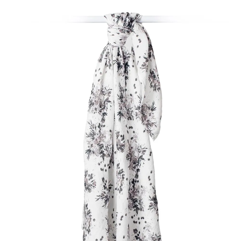 Lulujo Bamboo Muslin Swaddle - Black Floral