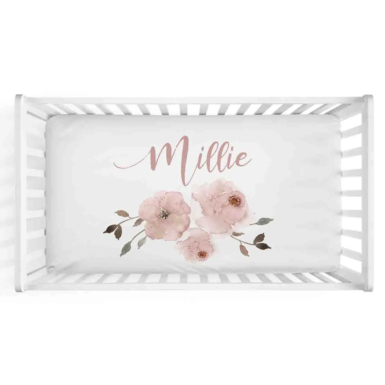 Millie's Dusty Rose Garden Personalized Crib Sheet