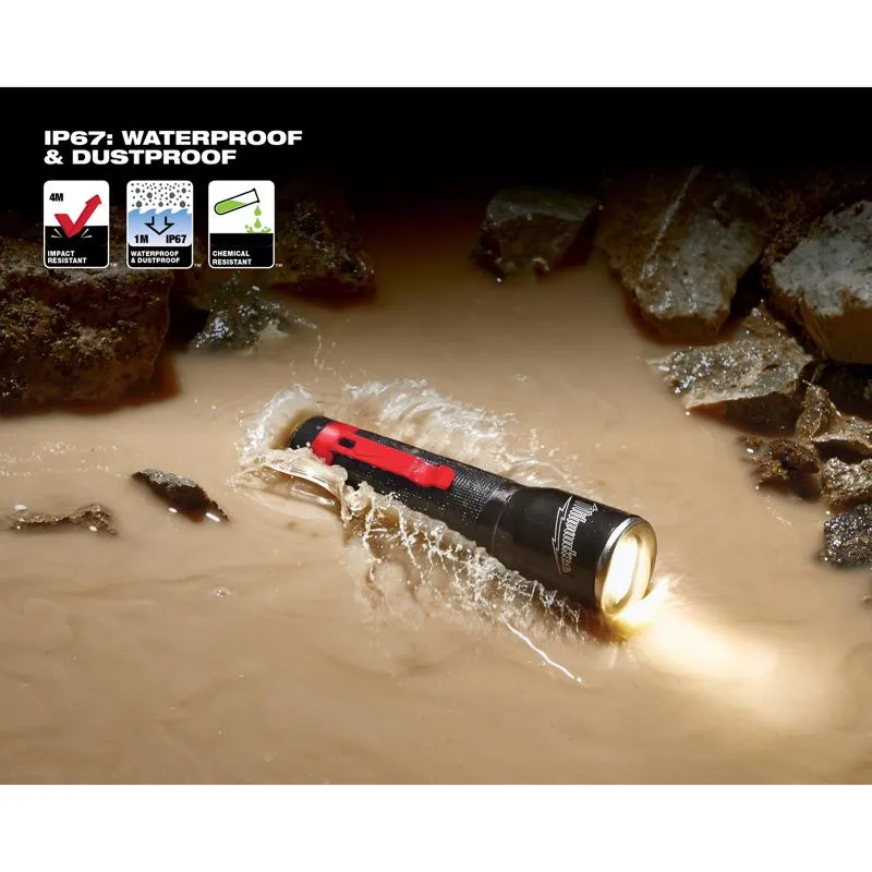 Milwaukee 325 lm Black/Red LED Focusing Flashlight AAA Battery