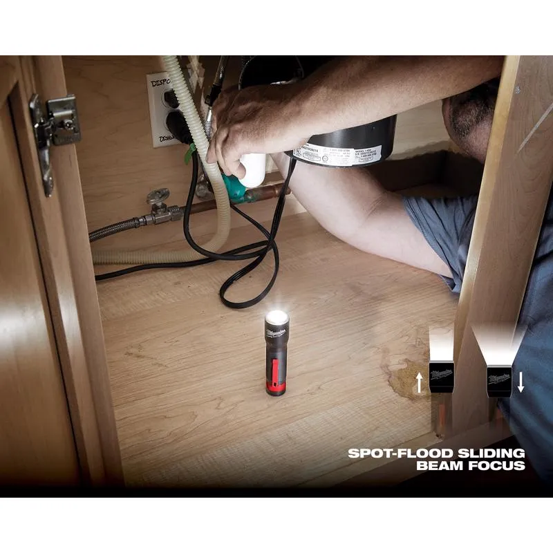Milwaukee 325 lm Black/Red LED Focusing Flashlight AAA Battery