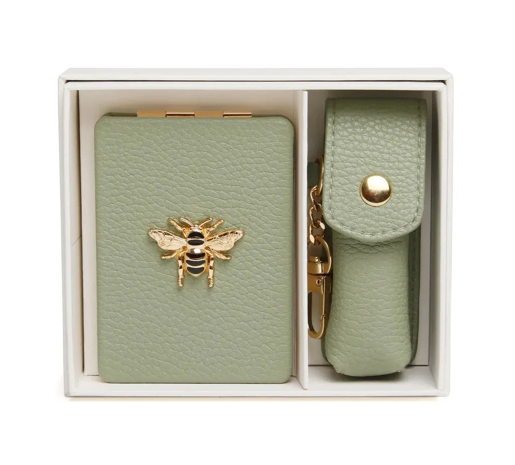 Mirror & Lipstick Holder Set Sage