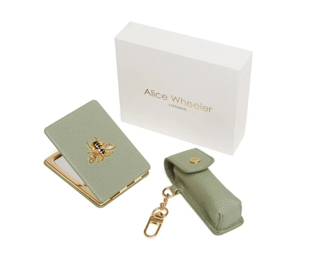 Mirror & Lipstick Holder Set Sage