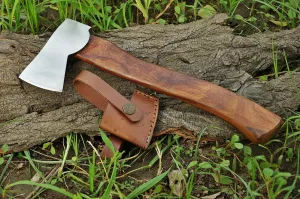 |NB KNIVES| CUSTOM HANDMADE HIGH CARBON STEEL AXE WITH LEATHER SHEATH