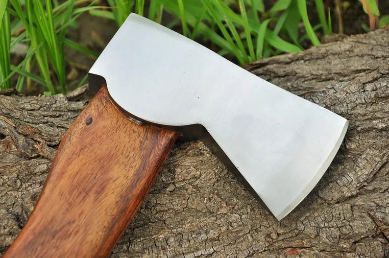 |NB KNIVES| CUSTOM HANDMADE HIGH CARBON STEEL AXE WITH LEATHER SHEATH