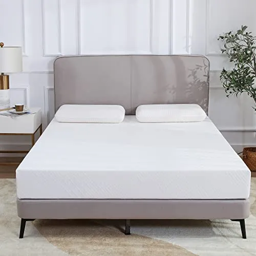 Opoiar 10 Inch Green Tea Memory Foam Mattress/Made in USA, Short King Size for RVs, Campers & Trailers/Mattress-in-a-Box/Medium Firm, White (RV-Short King)