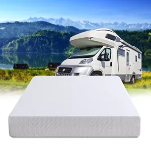 Opoiar 10 Inch Green Tea Memory Foam Mattress/Made in USA, Short King Size for RVs, Campers & Trailers/Mattress-in-a-Box/Medium Firm, White (RV-Short King)