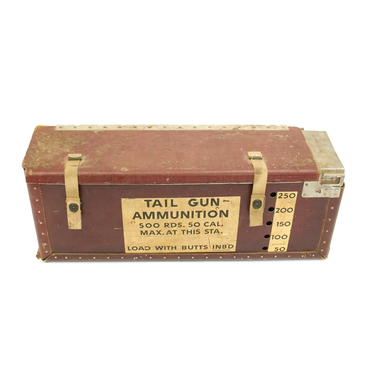 Original U.S. WWII B-17 Flying Fortress .50 Cal Tail Gun Ammunition Box