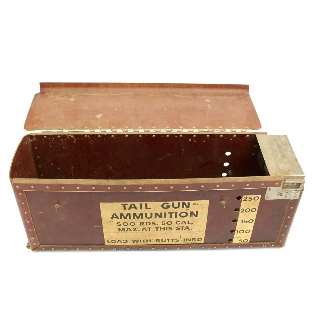 Original U.S. WWII B-17 Flying Fortress .50 Cal Tail Gun Ammunition Box
