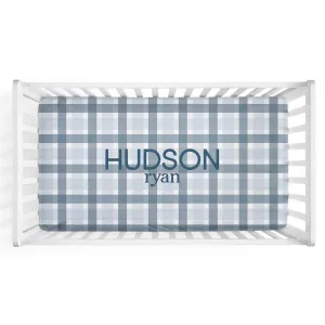 Paxton's Plaid Personalized Crib Sheet