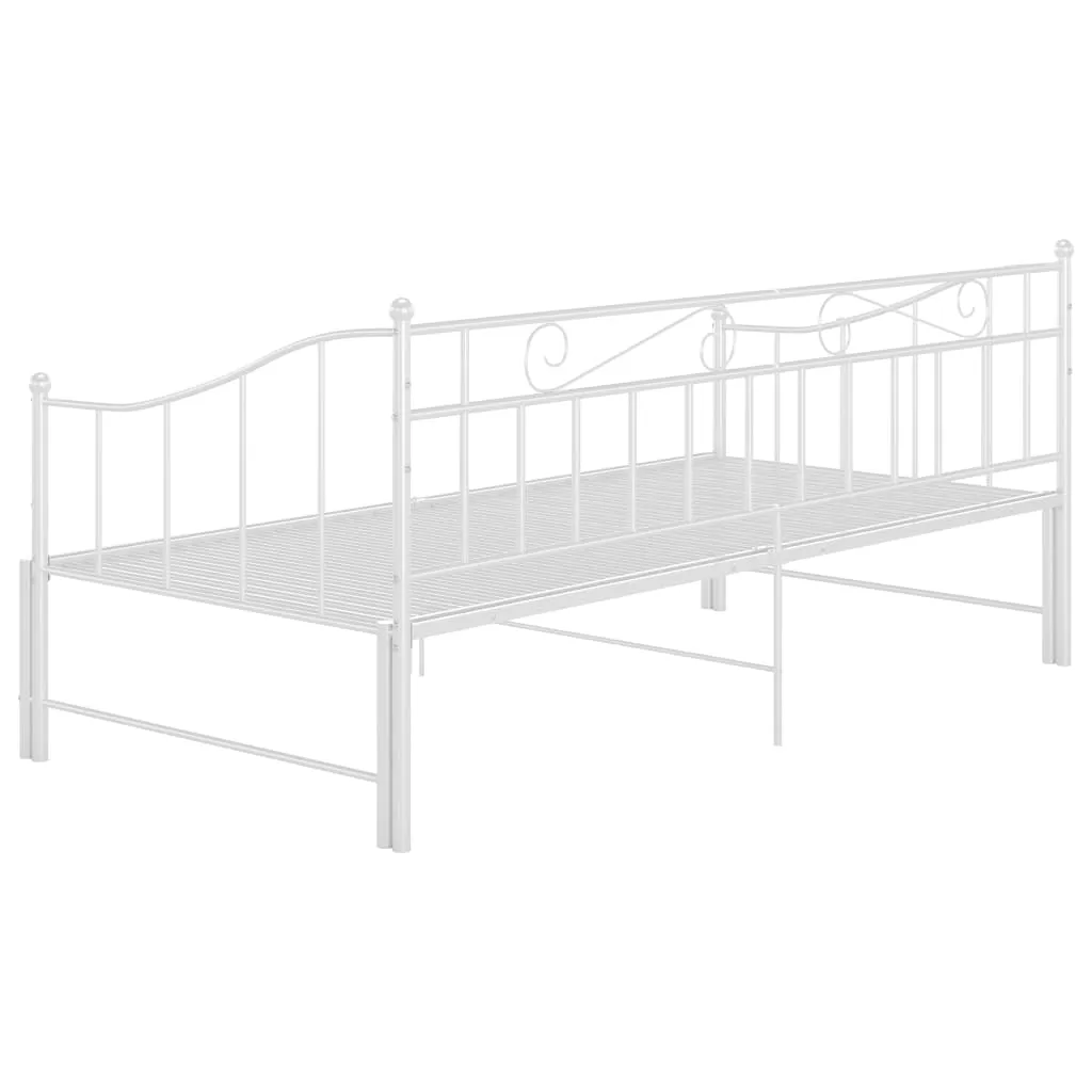 Pull-out Sofa Bed Frame White Metal 90x200 cm