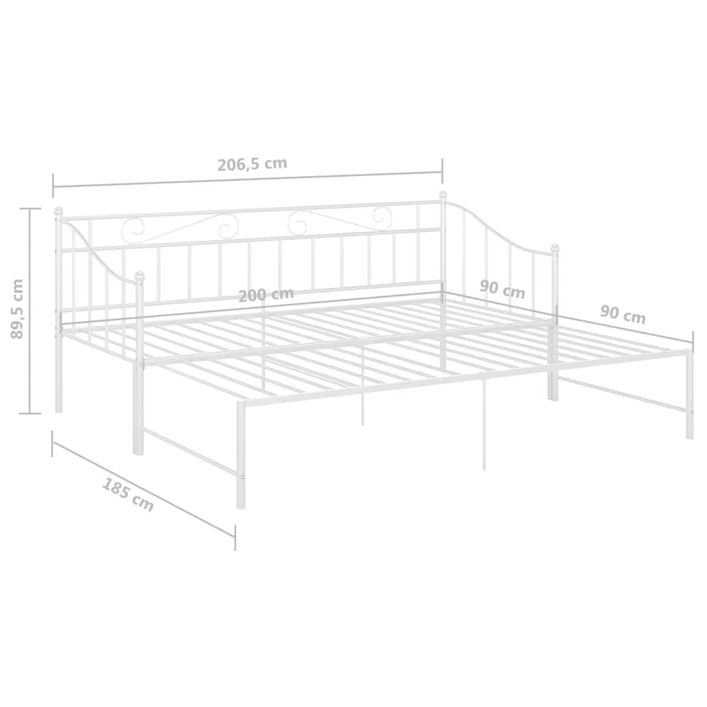 Pull-out Sofa Bed Frame White Metal 90x200 cm