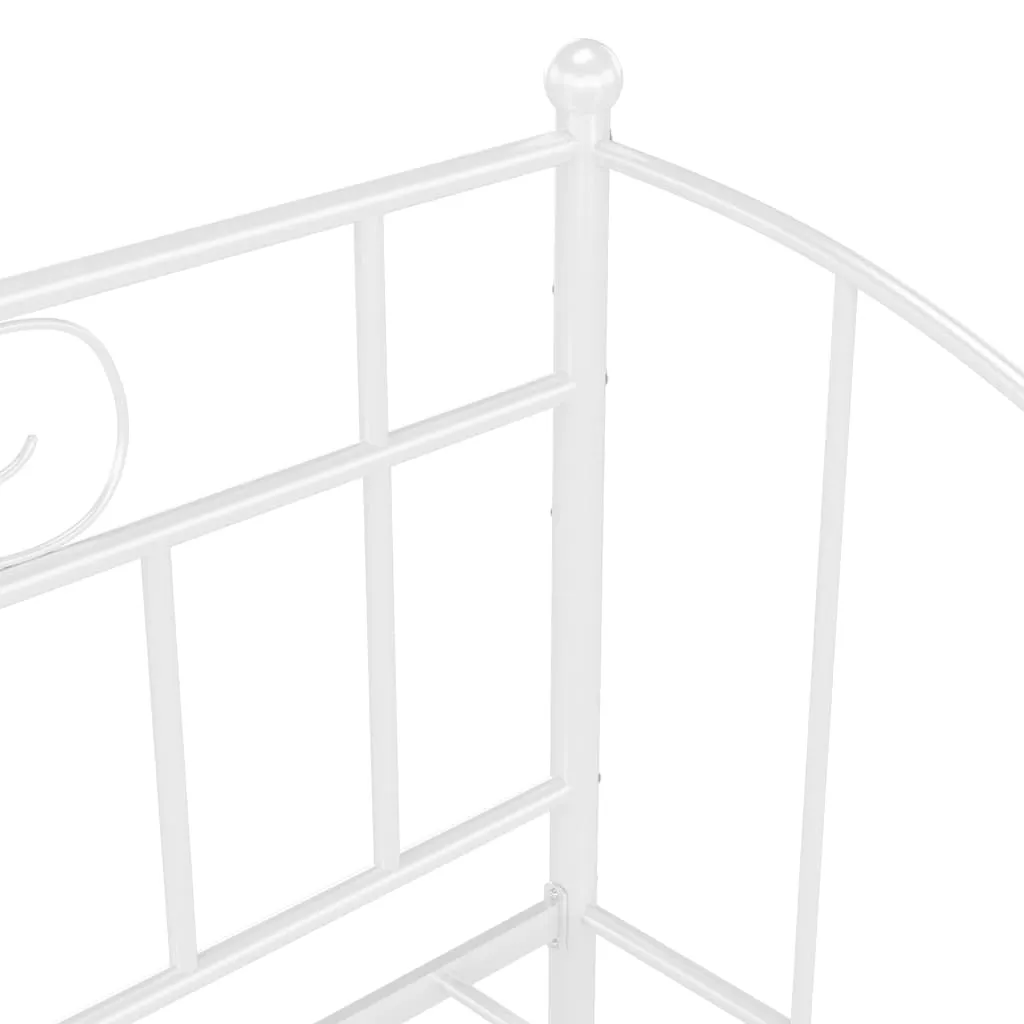 Pull-out Sofa Bed Frame White Metal 90x200 cm