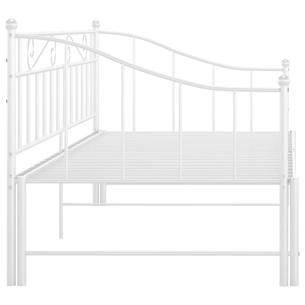 Pull-out Sofa Bed Frame White Metal 90x200 cm