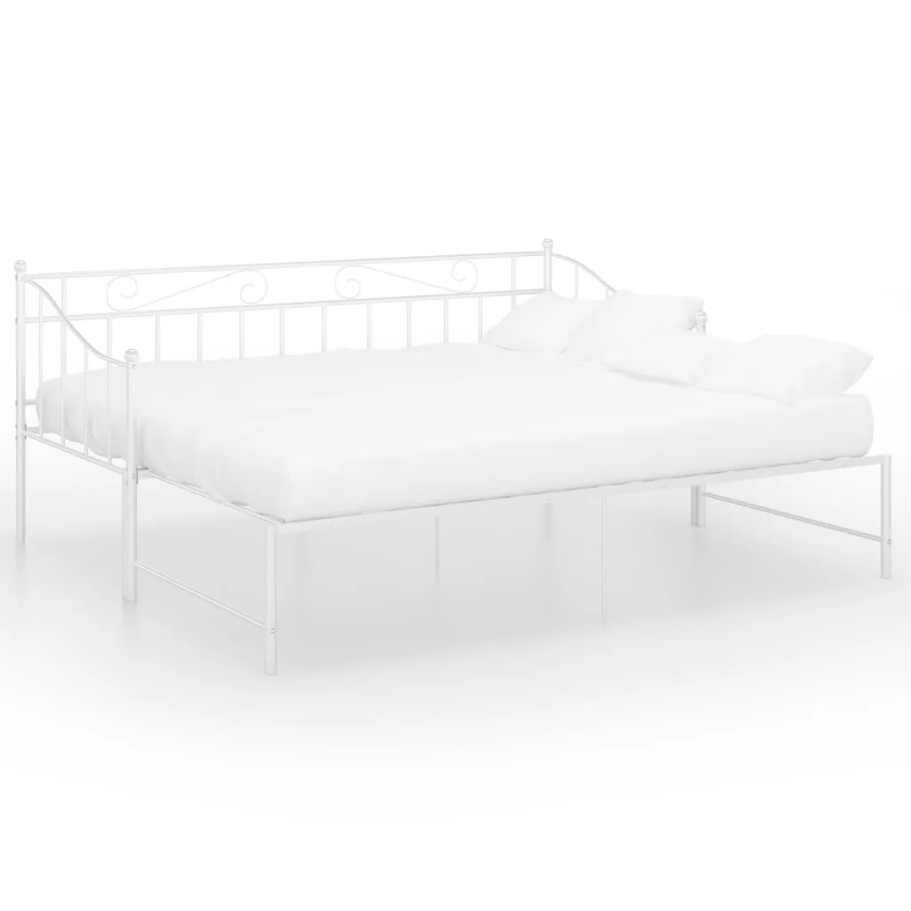 Pull-out Sofa Bed Frame White Metal 90x200 cm