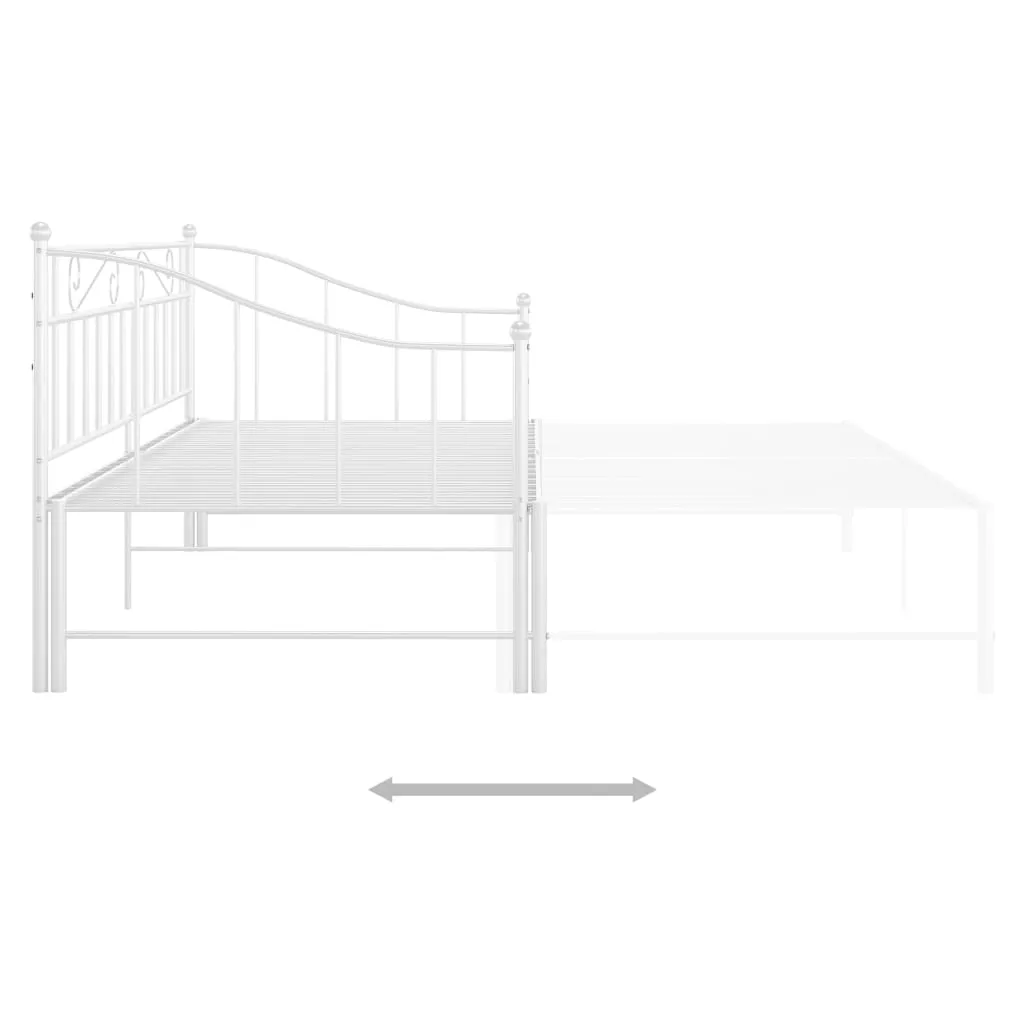 Pull-out Sofa Bed Frame White Metal 90x200 cm
