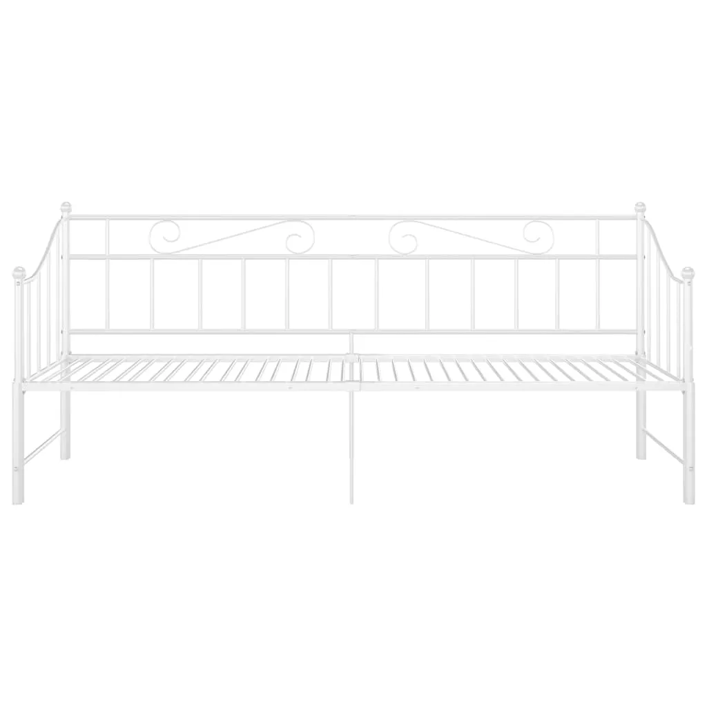Pull-out Sofa Bed Frame White Metal 90x200 cm