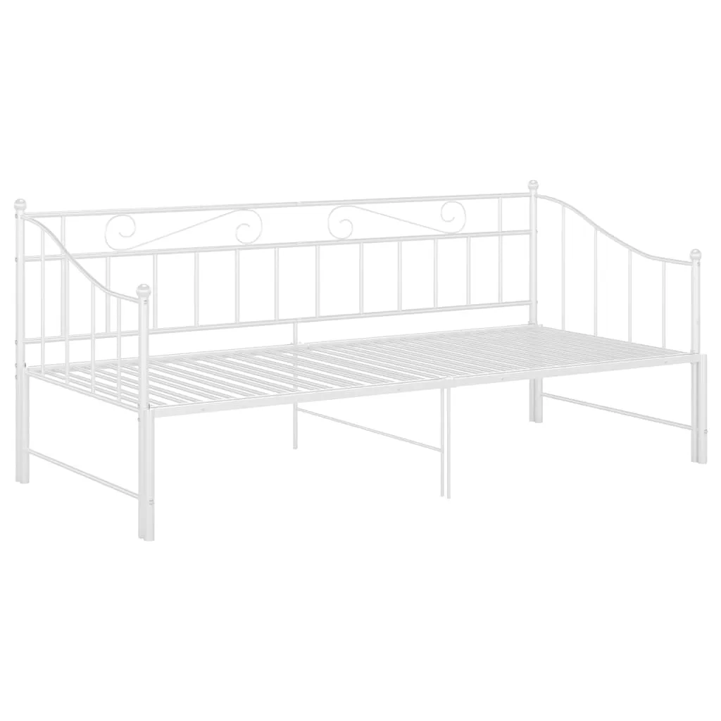 Pull-out Sofa Bed Frame White Metal 90x200 cm