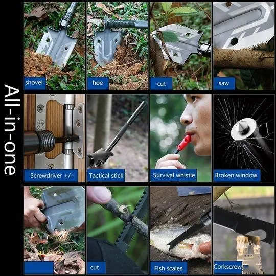 The Ultimate Survival Tactical Shovel 23-in-1 Multi-purpose Folding Shovel