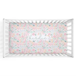 Willow's Whimsy Floral Personalized Crib Sheet